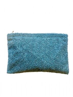 Ulta Beauty Teal Shag Fleece Makeup Bag Zip Cosmetic Pouch